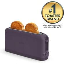 Bella tostador delgada de 2 rebanadas, se adapta a cualquier lugar, control de sombra de 6 ajustes con botones de recalentamiento y cancelación, se adapta a masa madre, ranura de 10 pulgadas de largo - Ciruela - Ver 4