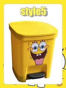 SpongeBob SquarePants SpongeBob Themed - Cute Cartoon Funny Expression Trash Can. This Is A Large Capacity Trash Can Suitable For Living Room, Bedroom And Outdoor Activities. - Yellow - View 12