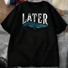 Women Later Gator Funny Crocodile Lightweight Tee, White Pink Breathable All Season Round Neck Top, Machine Washable Daily Playful Fashion Shirt - 查看 1