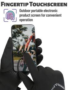 1 par de guantes gruesos de dedo completo para hombres, adecuados para salidas de invierno, ciclismo, senderismo, actividades al aire libre, calidez diaria, diseño antideslizante de la palma, compatible con pantalla táctil - Multicolor - Ver 3