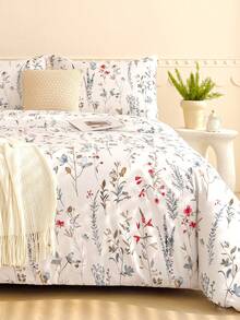 柔美花卉图案被套套装 - 最佳两件套/三件套床上用品套装 - 包括 1 个被套和 1/2 个枕套 - 价格实惠，品质优良，适用于单人床、双人床、加大双人床、标准双人床、宿舍床 - 白色 - 查看 2