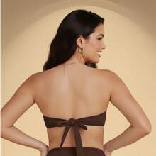Twisted Strapless Bikini Top With Padded Cups, Made Of Polyester Microfiber. - Rỉ Nâu - Xem 3