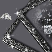 1PCS/2PCS Marco de matrícula de acero inoxidable con brillo de diamante, decoración de coche para damas, viene con un kit de fácil instalación y una pegatina para el botón de inicio, para coche y SUV, estándar de matrícula estadounidense, accesorio de moda, decoración elegante para coche, cumpleaños, regalo de vacaciones - Negro 1 pieza - Ver 5