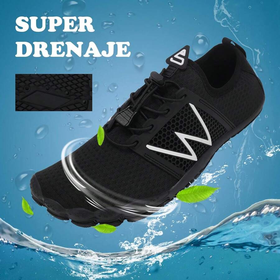 YNIQUE Zapatos de Agua para Hombres y Mujeres, Zapatos de Playa Calzado de Verano al Aire Libre Piscina para Natación, Surf, Barco, con Orificios de Drenaje - Morado y negro - Ver 1