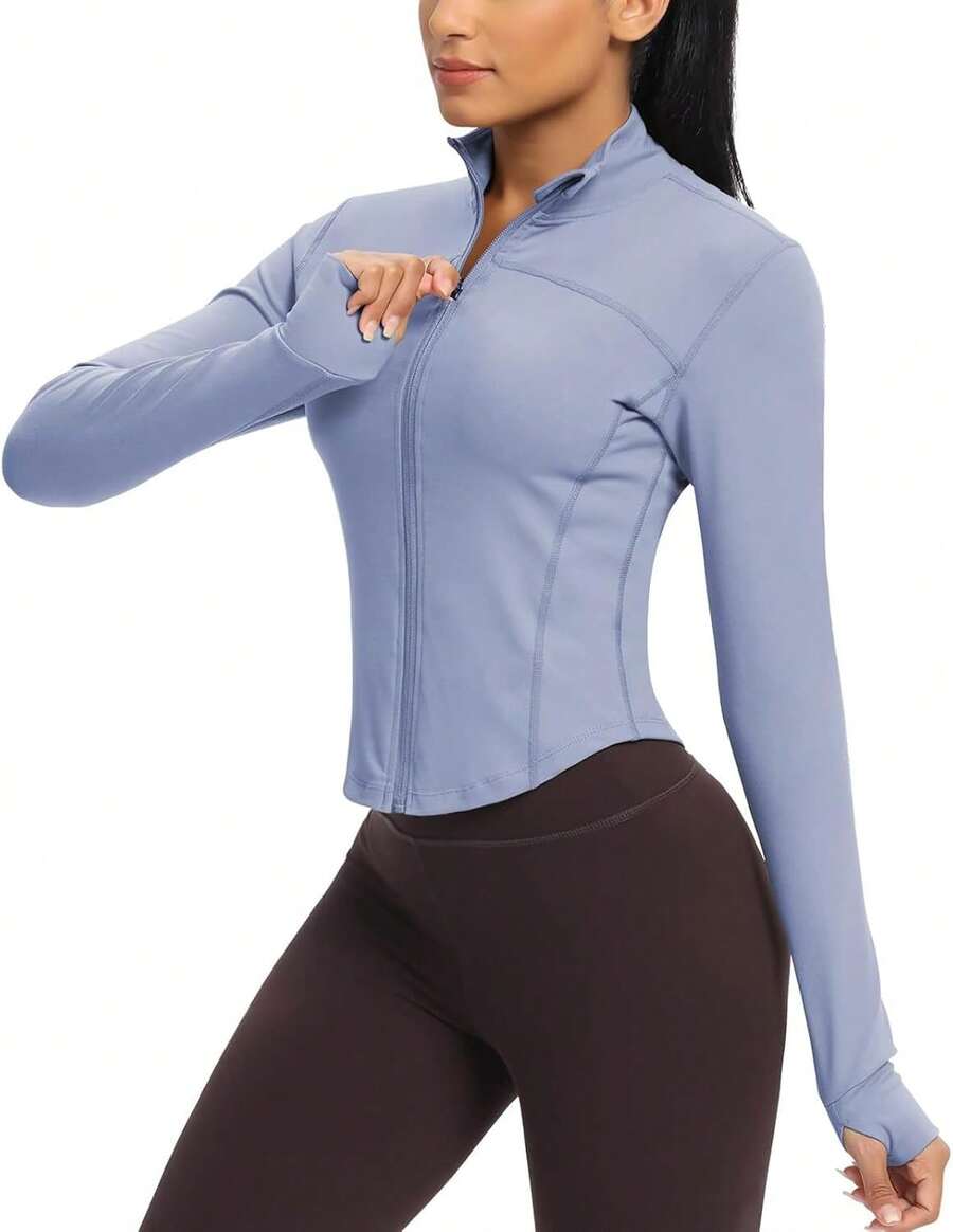 Chaqueta Deportiva Con Cremallera Para Mujer,Sudadera Deportiva Informal De Estilo Corto Para Mujer,Apto Para Correr,Yoga,Deportes Y Ocio - blanco - Ver 1