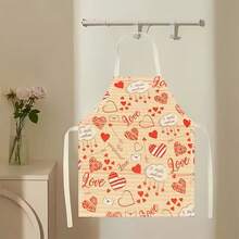 1 pezzo Grembiule con stampa fenicottero e cuore, creativo, divertente e alla moda, grembiule per pulizie domestiche resistente all'olio e facile da pulire, grembiule da cucina, grembiule creativo per la casa