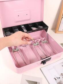 1 pieza Caja fuerte grande con cerradura de combinación - Diseño de voladizo multicapa, 4 compartimentos para billetes y 5 compartimentos para monedas, 30 cm x 24 cm x 9 cm, adecuada para la gestión segura del dinero en oficinas