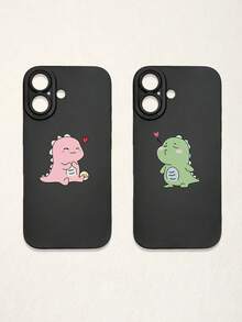 2pcs Minimalist Black Phone Cases, Dinosaur Phone Cases, Couple Phone Cases, Lens Protection Phone Cases, Compatible With IPhone & Galaxy, Phone Cases, Cases Compatible With IPhone 17 Pro Max, Covers, Cute Phone Cases, Compatible With IPhone 13 Case, Compatible With IPhone 15 Case, Phone Cases, Galaxy Phone Cases, Suitable As Birthday Gifts, Girlfriend, Boyfriend Or For Personal Use - Multicolor - View 49