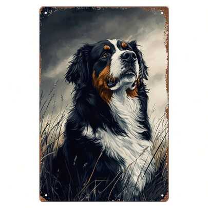 1pc, Bernese Mountain Dog Metal Tin Sign, 8x12inch, Rustic Wall Art, Vintage Dog Poster, Home & Office Decor, Farmhouse Kitchen Wall Decor, Artistic Gift For Dog Lovers.