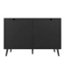 The Sideboard And Vanity Feature A Combination Of Black And Natural Wood Tones, Metal Legs, And Raised Doors. - 黑色+自然色+中密度纖維板+刨花板 - 查看 10