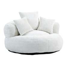 Chenille Lazy Sofa, Single Seat Bean Bag Sofa Chair, High-Back Durable Soft Comfort Recliner, Casual Living Room Sofa Chair, Includes 3 Pillows, Indoor/Outdoor Use, No Assembly Required, Suitable For Living Room, Bedroom, Dormitory And Apartment (Beige) - 米色 - 查看 8
