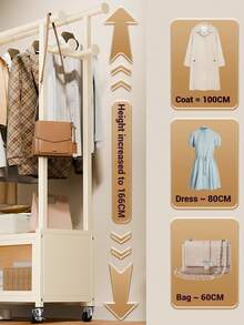 Percha de ropa de doble barra, percha de ropa con ruedas, estante de almacenamiento de ropa portátil, adecuado para dormitorio, sala de estar, tienda de ropa