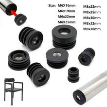 4个黑色塑料圆/方盖 M6 M8 孔螺母保护塞垫圈防尘密封端盖椅子家具配件 - 彩色 - 查看 3