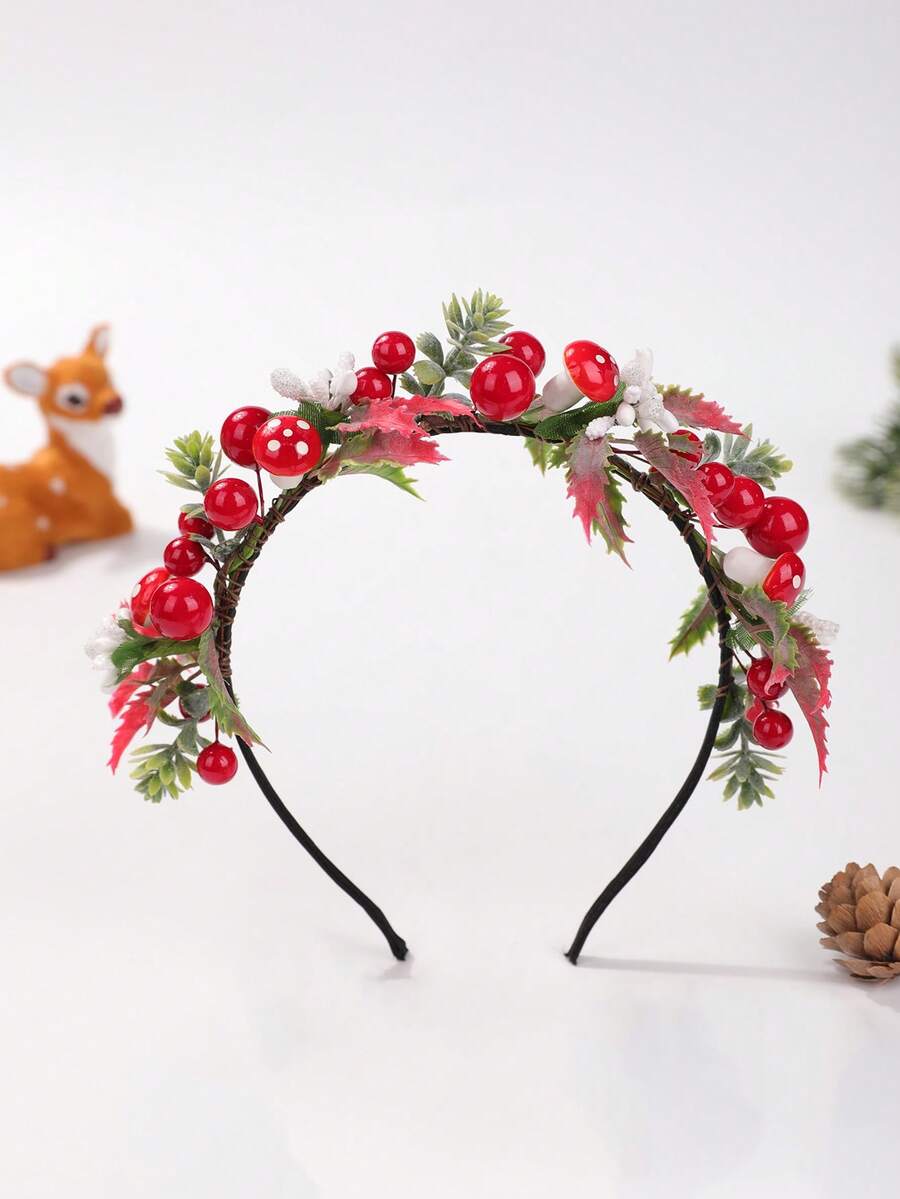 1pc Cross-Border New Item Big Red Holiday Headband Head Accessories - Red - View 1