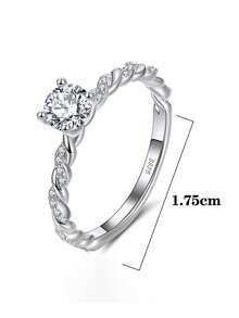 1pc 925 Sterling Silver 1 Carat Moissanite Braided Ring, Suitable For Women's Daily Wear, Fashion Jewelry Gift For Bride, Wedding Engagement, Proposal Party, Vacation, Birthday, Mother's Day - JZ0023M - View 3