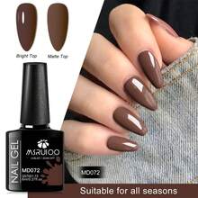 MSRUIOO 8 ml żelowy lakier do paznokci w kolorze brązu kawowego, długotrwały, bezołowiowy, półtrwały lakier żelowy UV do paznokci na jesień i zimę, żel do manicure, akcesoria do zdobienia paznokci DIY do salonu i domu - Czekoladowy brązowy - Zobacz 3