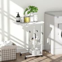 Mesas De Reunión Mesas Cuidadaos Altura Ajustable Con Ruedas Mesa Para Laptop Con Ruedas Y De Altura Ajustable 60cm Mesa De Centro Mesas Cuidadaos Altura Ajustable Con Ruedas Mesas Para Jardín Mesa Lateral Altura Ajustable Con Ruedas - Blanco - Ver 4