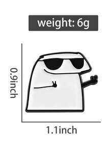 1pc Line Character Enamel Needle Creative Cartoon Cute Brooch Collar Badge Jewelry Gift For Friends - Black and White - View 2