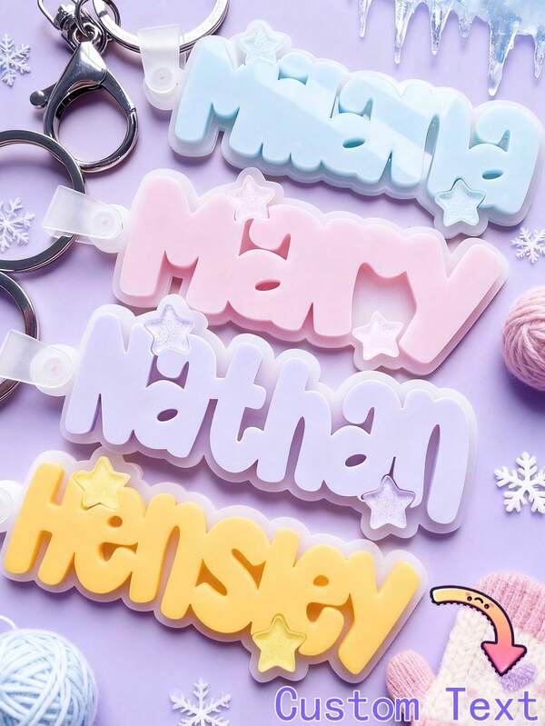 Customized Cute Pentagram Name Acrylic Keychain - Cute Backpack Name Tag Gift Charm, Christmas & New Year Gift