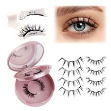 FADVAN 2 Pairs Magnetic Eyelashes With Applicator 2 Style Reusable Magnetic Lashes Natural Look, No Glue Or Liner Needed False Eyelashes, Wispy Strip Lashes Clear Band Magnetic Lashes Kit - Black - View 16