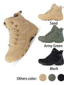 男士加厚保暖防滑雪地靴 - 橡胶鞋底带拉链，适合雪天通勤和寒冷天气（秋冬季），时尚设计，户外工作鞋 - 黑色 - 查看 1