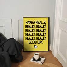 1幅无框“祝您愉快”墙饰，简约励志语录印刷品，积极能量海报，适用于卧室、办公室和客厅，美观家居装饰礼品，男女皆宜 - 彩色 - 查看 2