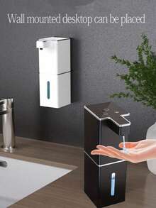1pc Automatic Soap Dispenser, Rechargeable Bathroom Liquid Soap Dispenser With Touchless Sensor, Wall-Mounted Foaming Handwash Dispenser For Bathroom, Restroom, Kitchen, Hotel, Hospital, Mall, Easy Installation With USB Charging Cable And Wall Stickers - Multicolor - View 11