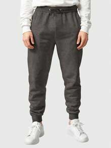 Men's Sweatpants With Back Pocket, Plain, No Print, Various Colors - Màu xám đen - Xem 1