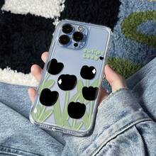 Funda Protectora Transparente - Lujosa Funda de Teléfono de TPU Suave a Prueba de Golpes Compatible con iPhone 17, 16, 15, 14, 13, 12, 11 Pro Max, 16, 15, 14 Plus, 13, 12 Mini, X, XS Max, XR, 8, 7 Plus Black Tulip Love, Diseño de Moda, Material Duradero, Entusiastas de la Moda, Entusiastas de la Tecnología - Colores mixtos - Ver 7