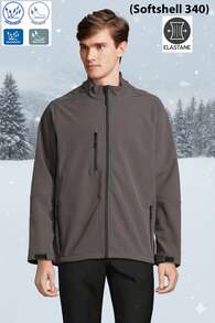 THEGEWA Men's 340gsm Softshell Thermal Jacket With Fleece Lining, Functional Design And Full Zip, 11 Colors Available, Perfect For Outdoor Use And Customization - Available S To 3XL - MARNAULA - Dark Grey - View 15