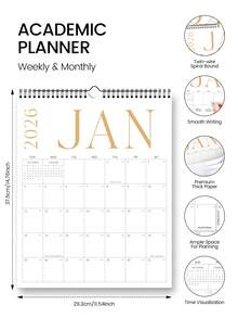 2026 Calendar - January 2026 To June 2027, A3 Minimalist Monthly Calendar, Large Date Boxes For Easy Recording And Planning, Includes US Holidays, Suitable For School, Home, Office, Home Decor, Office Supplies, 2026 New Year Gift, Unisex - Multicolor - View 6