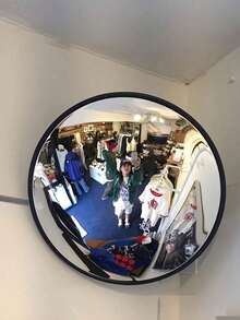 1个时尚亚克力凸面镜,360°广角高清盲点安全镜 - 防水防尘,适用于室内/室外,高分辨率凹面设计,适用于家庭、商店、停车场、仓库和办公室 - 方形安装便携式塑料凸面防盗镜,交通学校社区装饰艺术圆形壁镜 - 彩色 - 查看 10