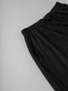 男士运动健身极简印花两件套，秋冬季，黑色拉链连帽衫+紧身裤，公牛图案运动服套装，适合健身房和日常穿着。 - 黑色 - 查看 10