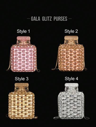 2025秋冬时尚全手工水晶镶嵌晚宴手提包，闪耀奢华全水钻装饰晚宴手拿包，优雅奢华女士水晶手提包，时尚口红香水手提包，奢华新娘婚礼水晶装饰手提包，全手工金属钻石手提包，适合优雅女士出席派对、晚宴、聚会和宴会（不适合放置手机）