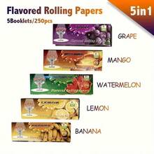 5 Packs, 78mm Fruit Flavored Rolling Papers, 250 Sheets Total, Portable Seasoning Rolling Papers, Slow Burning, Household Tool, Holiday Gift, Birthday Gift, Gift For Friends