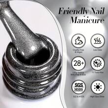 Morovan Magnetic Cat Eye Gel Polish - Black Glass Bead Effect, UV/LED Soak Off Nail Art Gel, Christmas Gift - Black - View 5