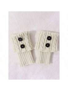 1 Pair Women's Winter Warm Boot Cuffs, Crocheted Knitted Boot Socks Short Leg Warmers, Leg Sleeve Boots Cover Warmer Gifts  Plain    Casual    Polyester    Rib-Knit - 白色 - 查看 9