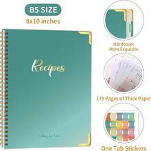 BUBU Libro de recetas en blanco, escribe tus propias recetas, libro de recetas en blanco lindo, libro de recetas en blanco de 8X5.6 pulgadas, adecuado para recetas caseras, cuaderno de recetas con tapa dura, escribe tus propias recetas, útiles escolares, vuelta al cole, regalo del Día del Maestro, regalo del Día de la Madre - Verde - Ver 6