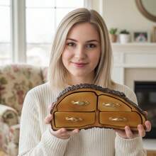 ABS树脂首饰盒，带盖抽屉，可作纪念品盒、钥匙盒、首饰盒，周年纪念礼物、乔迁礼物，带仙女抽屉、秘密隔层、纪念品盒、小饰品盒、首饰盒、圣诞礼物 - 棕色 - 查看 9