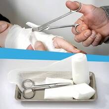 2 Piezas Tijeras de Vendaje, Tijeras para Enfermeras, Codo para Cortar Curvas, Fabricado en Acero Inoxidable 404 Resistente a la Corrosin, Traumatologa para Cortar Gasas, Vendajes y Lonas - Plateado - Ver 5