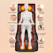 1 Set Of Large Full-Body Heating Massager With Neck And Foot Device And Massage Headrest, Lumbar Mat, Timer Vibration Massager, Comfortable And Wear-Resistant, Non-Slip Bottom, Suitable For Home And Office Take A Nap - Brown (with Leg Massager) - View 6