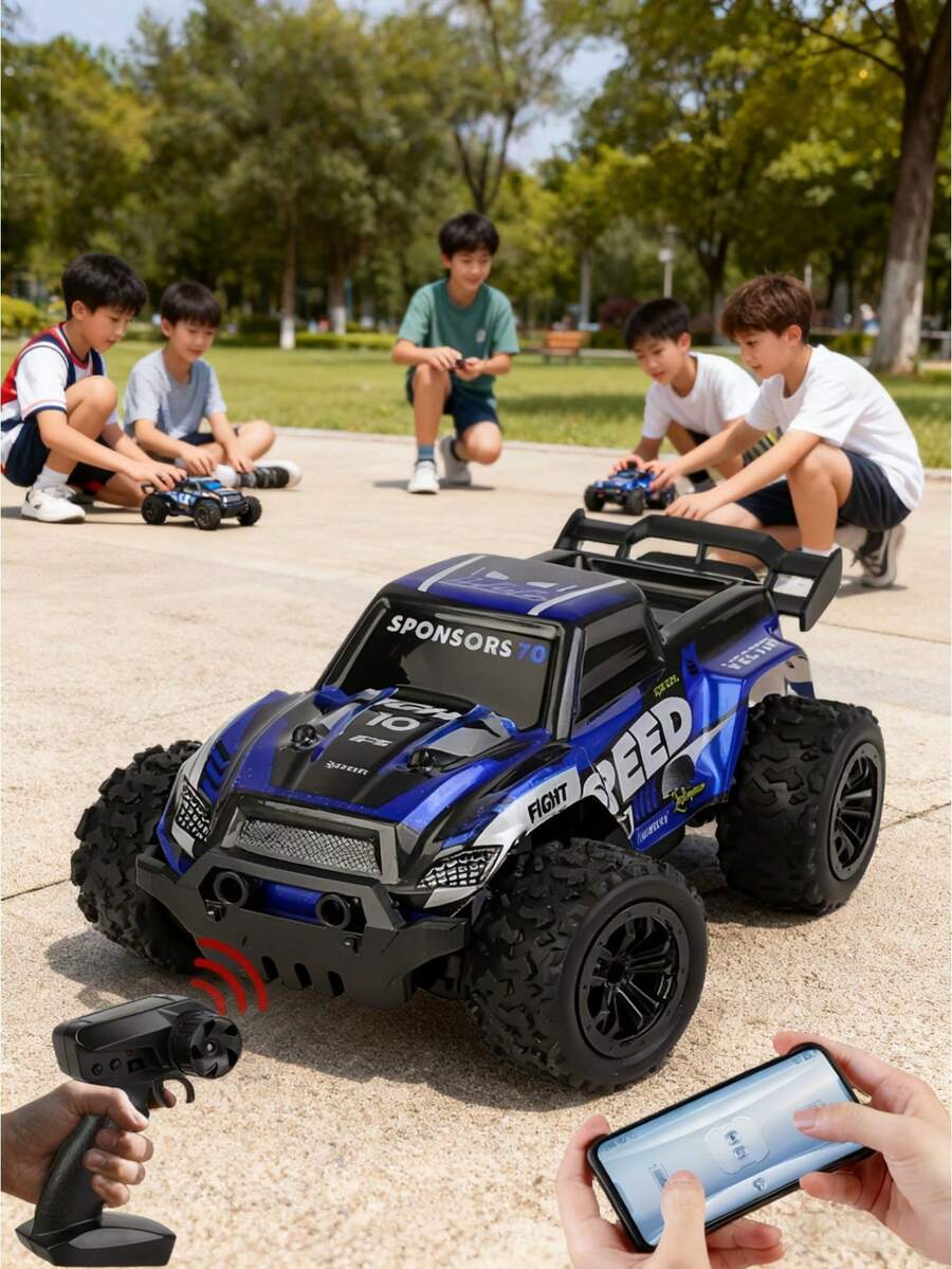Children's And Teenagers' Remote Control Electric Pickup Truck Climbing Off-Road Vehicle Toy, 2.4G Stunt Car, High Battery Life, Strong Power, Dual Remote Control Mode, Family Party, Multi-Player Racing, High-Speed Drifting Racing Game, Suitable For Boys Aged 3 And Up, Toy Gift, Birthday Present. - Multicolor - View 1