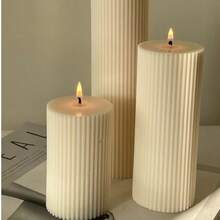 1支罗纹柱形蜡烛 - 2支6英寸罗纹蜡烛，大豆蜡香氛蜡烛，适用于婚礼、卧室、生日、情人节及其他场合