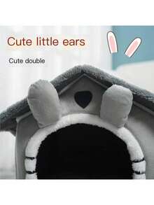 Pet Furniture, Pet House, Plush & Sherpa Fluffy Dog Cat Bed House, Winter Warm Heated Pad Indoor Outdoor Use, Semi Enclosed Cat Bed, Pet Safety, Autumn And Winter Pet Bed, Warm And Comfortable Removable Washable Small Medium Large Pet Sofa Kennel - Christmas Gift Idea,