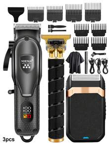 HIENA 专业男士理发器套装 - 1/2/3 件迷你型，USB 充电无线理发器套装，适合理发师或家庭，父亲节的完美礼物