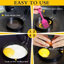 [Latest Upgrade, Premium Quality]Silicone-Handled Egg Ring, Stainless Steel Egg Ring With Non-Stick Coating. Perfect For Omelets, Gourmet Breakfasts, And Breakfast Egg Molds. Easily Create Delicious Egg Cup Sandwiches, Pancakes, And More. Achieve Perfectly Round Eggs You'll Proudly Place Atop Burgers. Professional Chefs Favor Our Stainless Steel Egg Ring Molds For Their Superior Durability Over Silicone Alternatives. Whether You're A Professional Chef Or Want To Surprise Loved Ones With Delicious Home-Cooked Meals, These Pancake Molds Are The Ideal Cooking Tools To Effortlessly Create Nutritious And Tasty Breakfasts! - 黑色 - 查看 6