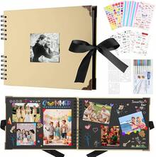 Álbum de Fotos,Álbumes de Recortes de Bricolaje 80 Páginas,Nuestro Libro de Aventuras,Scrapbook Memoria de Viaje,con Pegatinas y Bolígrafos,Regalo para Cumpleaños,Navidad,Pareja,Boda Aniversario 1GXG - Marrón - Ver 1