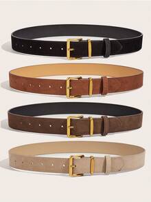 4 件套时尚腰带套装，适合连衣裙和裤子的装饰腰带，纯色优雅女士腰带，休闲日常通勤腰带，学院风腰饰，适合作为礼物 - 腰帶 - 查看 3