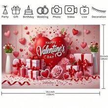 1PC Valentine's Day Backdrop - Valentine's Day Decoration Heart, Roses And Gift Box, Multi-Purpose Studio Backdrop Suitable For Weddings, Birthdays, Anniversaries, All-Season Indoor And Outdoor Party Decorations, Valentine's Day Theme Layout, Home Decoration Banner, Multiple Sizes, Multi-Purpose Party Backdrop, Suitable For Unisex Decoration, Indoor And Outdoor Decoration, Photography Studio, Garden Decoration, Party Decoration And Phone Booth. - Multicolor - View 5
