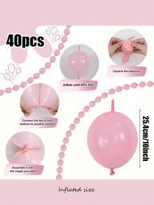 40 Stück rosa verlinkbare Luftballons, für Party, Jahrestag, Hochzeitsfeier Dekoration, Prinzessin Geburtstag, Valentinstag, Babyparty, Junggesellinnenabschied Dekoration, Influencer Outdoor Fotoshooting Dekoration - Pink - Übersicht 9